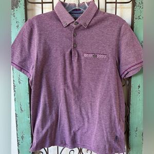 Ted Baker Burgundy Button-Up Shirt. Size Med.